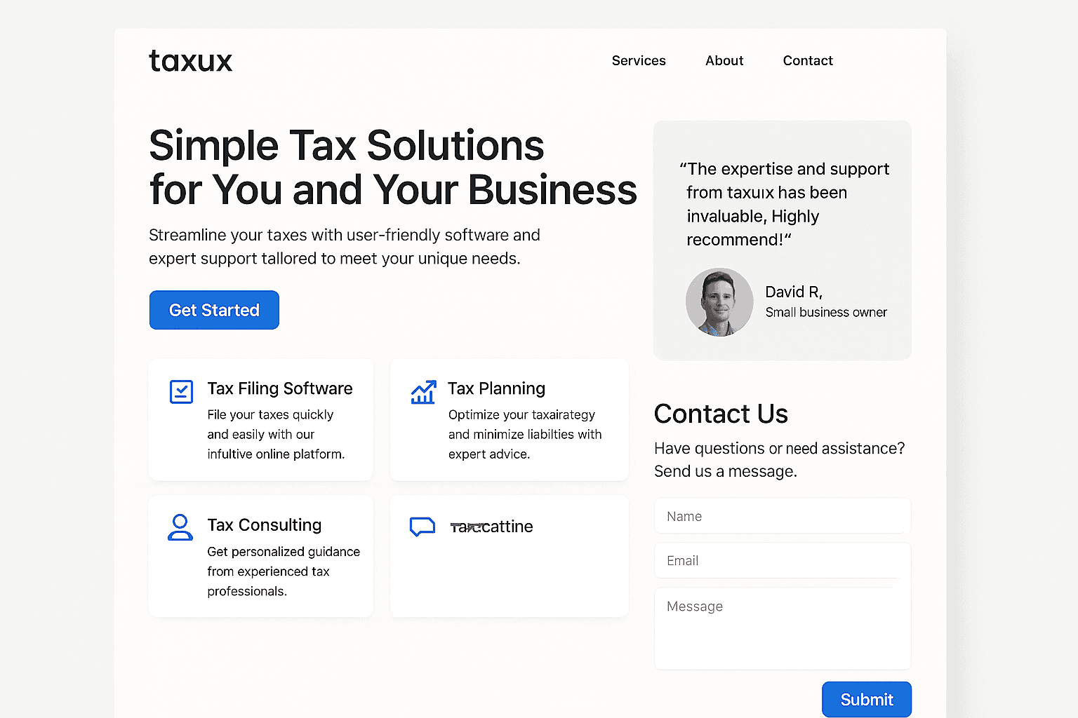 taxux.com website mockup
